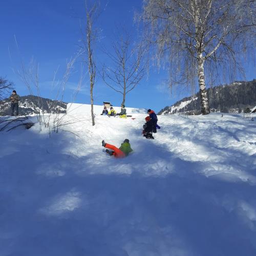 spielende Kinder im Schnee