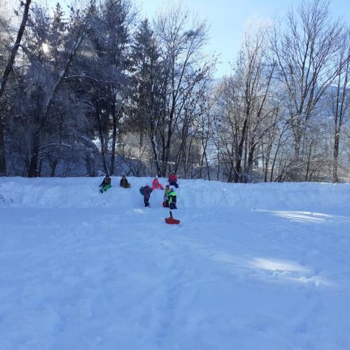 spielende Kinder im Schnee
