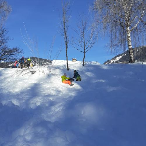 spielende Kinder im Schnee