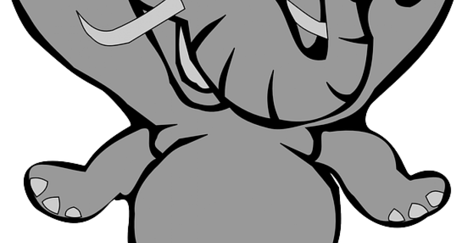 Cartoon: auf den Hinterbeinen tanzender Elefant